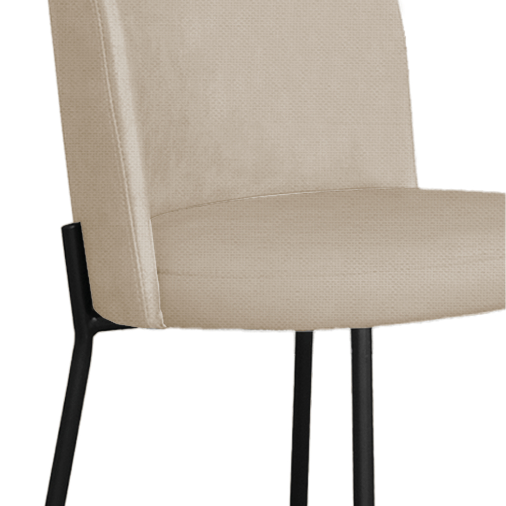 Cadeira Decorativa Elegance Base Preto Linho Bege - Montanaris Decor