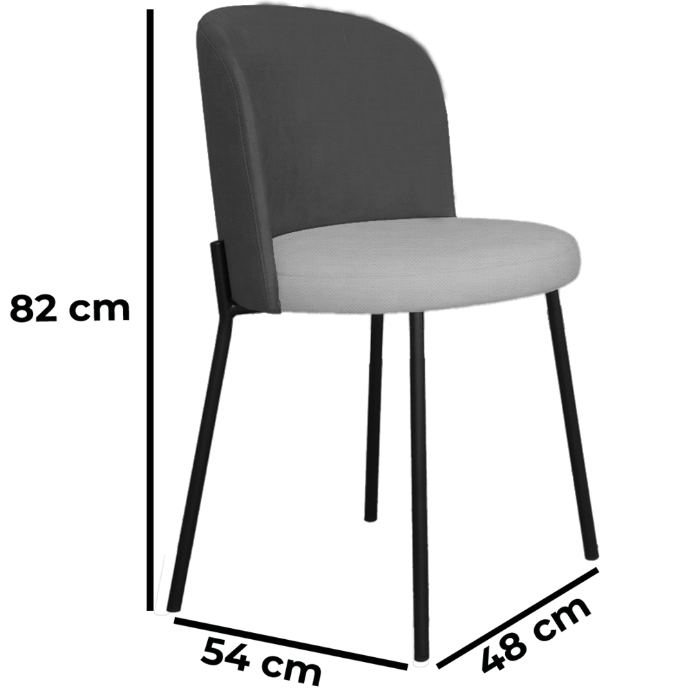 Cadeira Decorativa Elegance Base Preto Linho Cinza Escuro/Cinza Claro  - Montanaris Decor