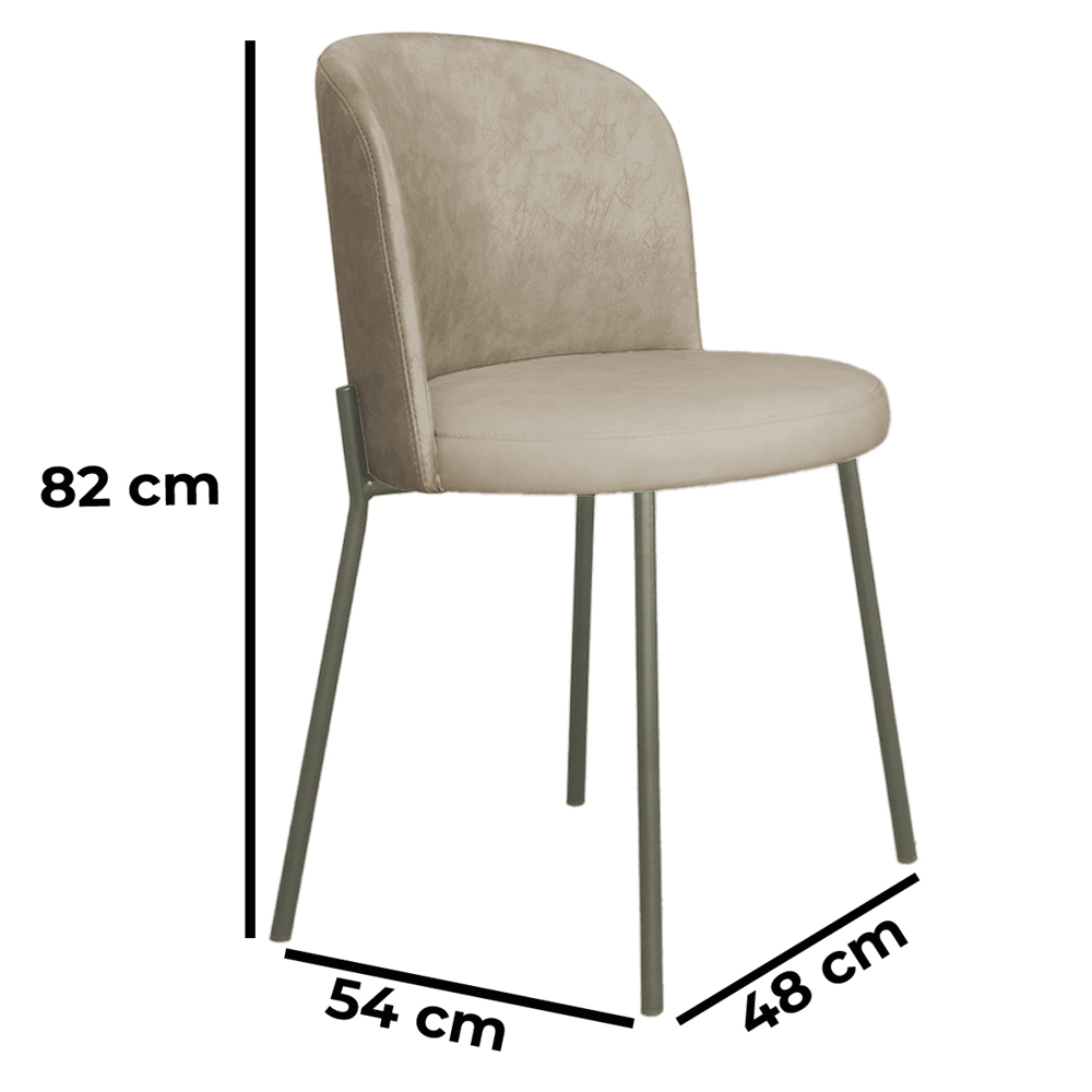 Cadeira Decorativa Elegance Base Titanium Courino Bege - Montanaris Decor