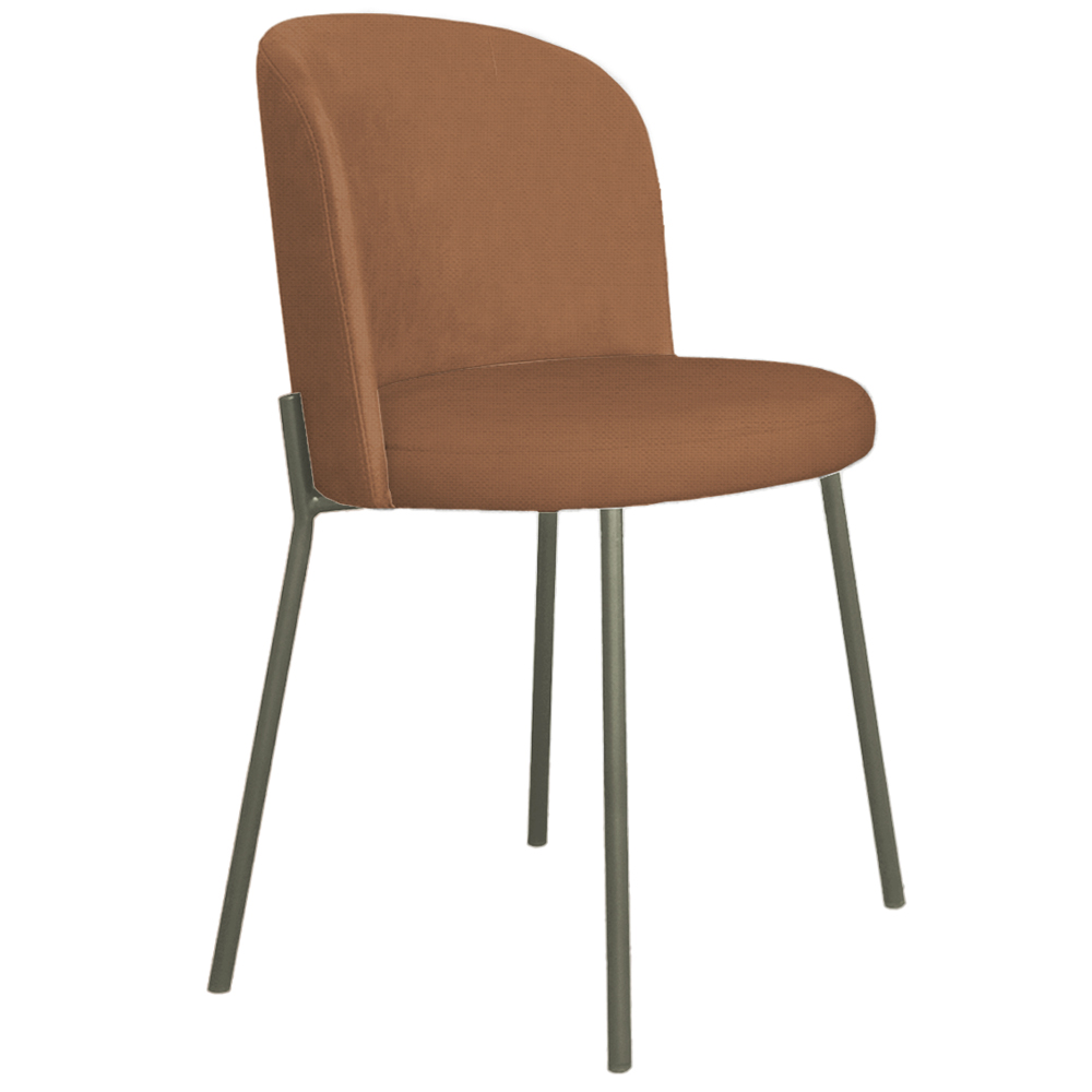 Cadeira Decorativa Elegance Base Titanium Linho Avelã - Montanaris Decor