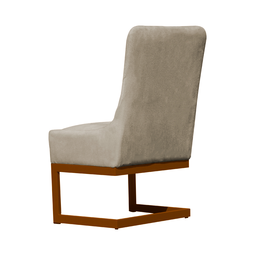 Cadeira Decorativa Valentina Base Bronze Veludo Bege  - Montanaris Decor