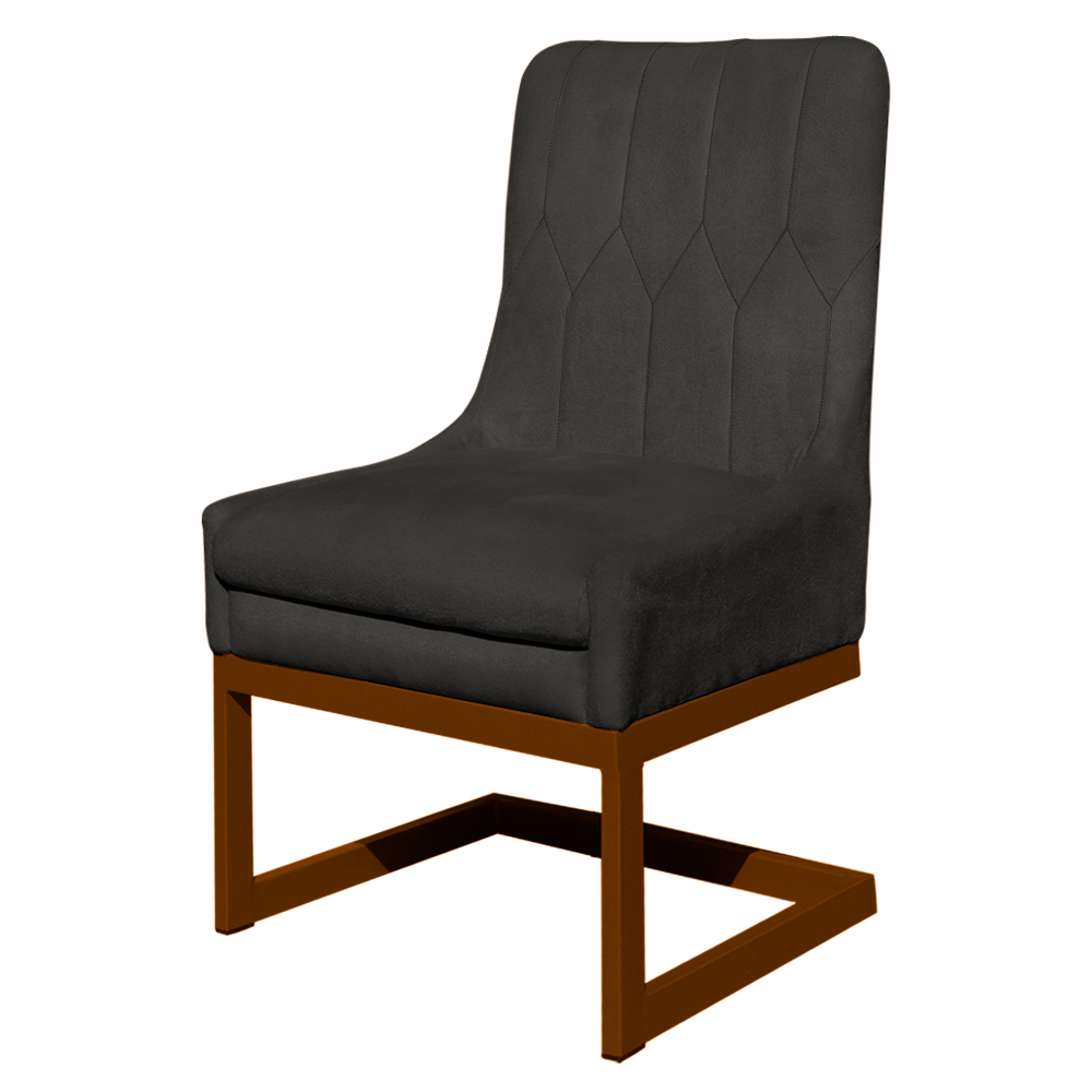 Cadeira Decorativa Valentina Base Bronze Veludo Cinza - Montanaris Decor
