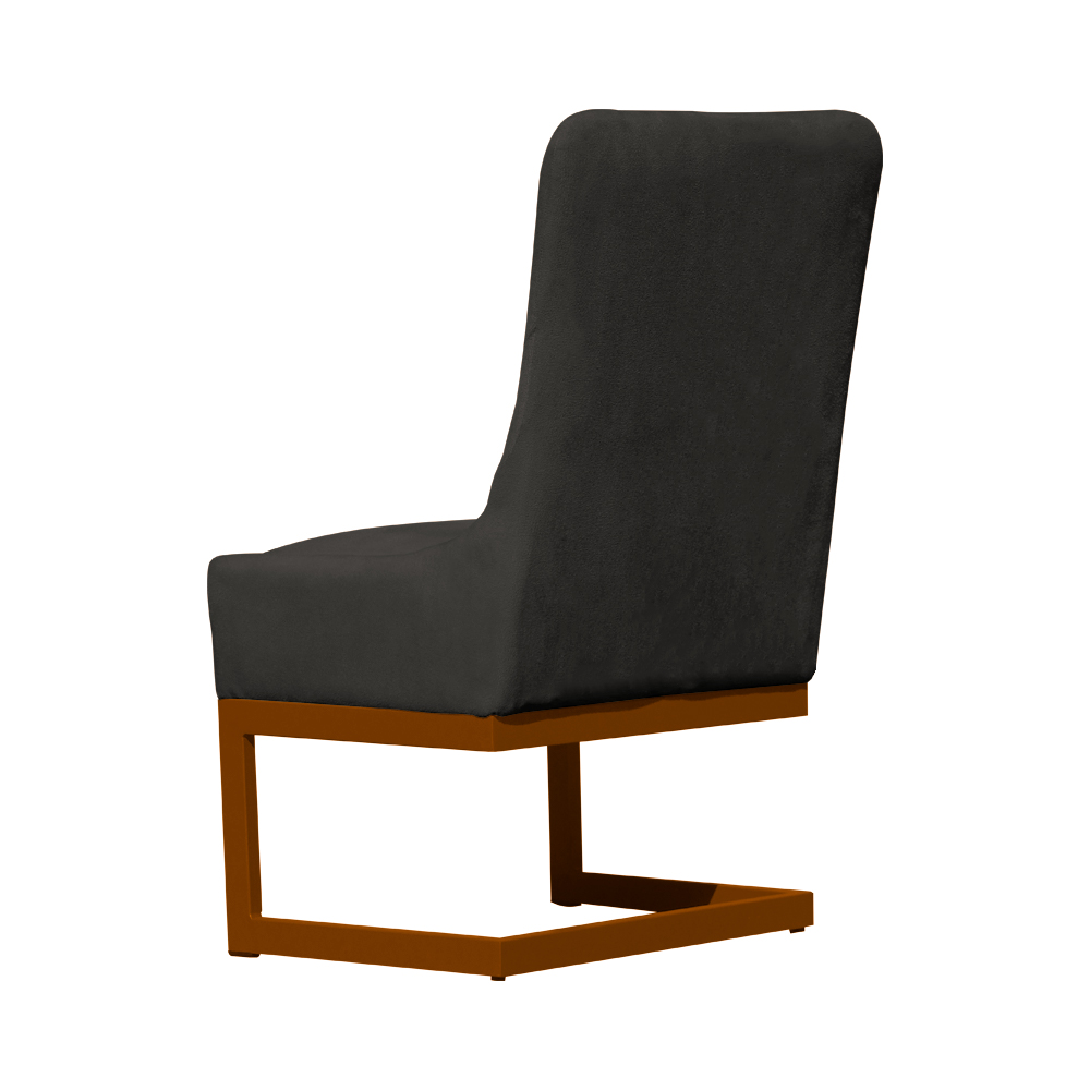 Cadeira Decorativa Valentina Base Bronze Veludo Cinza - Montanaris Decor