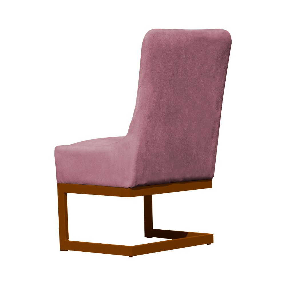 Cadeira Decorativa Valentina Base Bronze Veludo Rosa - Montanaris Decor