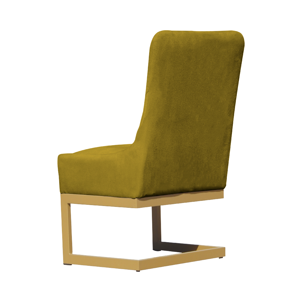 Cadeira Decorativa Valentina Base Dourada Veludo Amarelo - Montanaris Decor