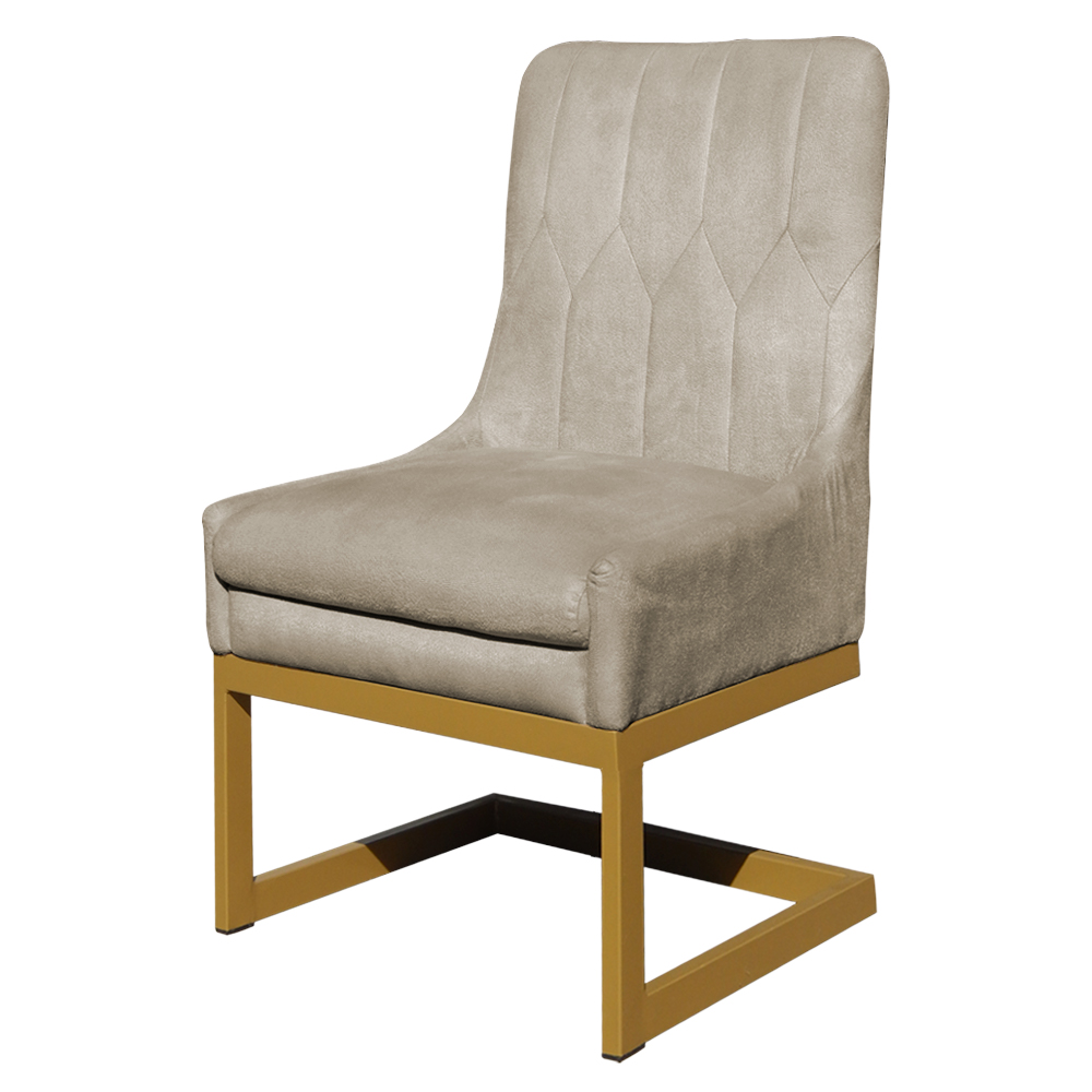 Cadeira Decorativa Valentina Base Dourada Veludo Bege - Montanaris Decor