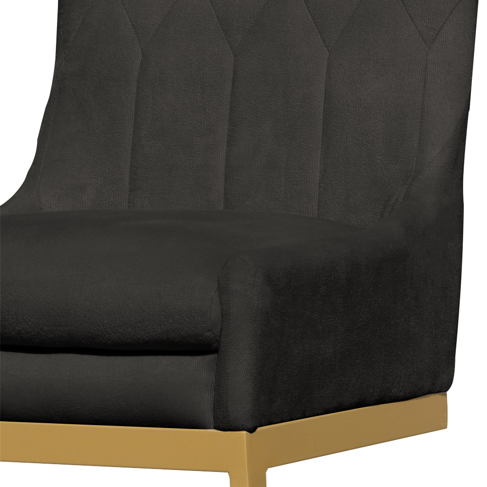 Cadeira Decorativa Valentina Base Dourada Veludo Grafite - Montanaris Decor