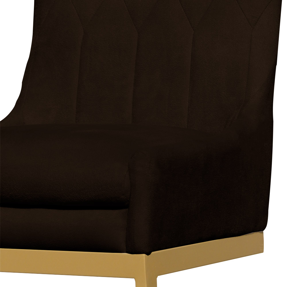 Cadeira Decorativa Valentina Base Dourada Veludo Marrom - Montanaris Decor