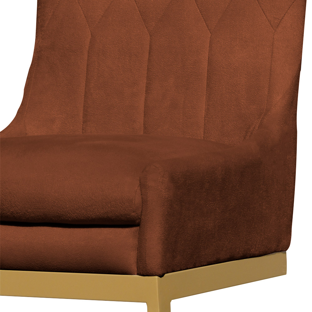Cadeira Decorativa Valentina Base Dourada Veludo Terracota - Montanaris Decor