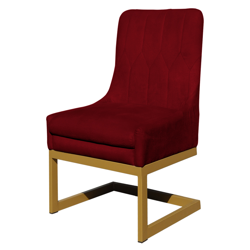 Cadeira Decorativa Valentina Base Dourada Veludo Vermelho - Montanaris Decor