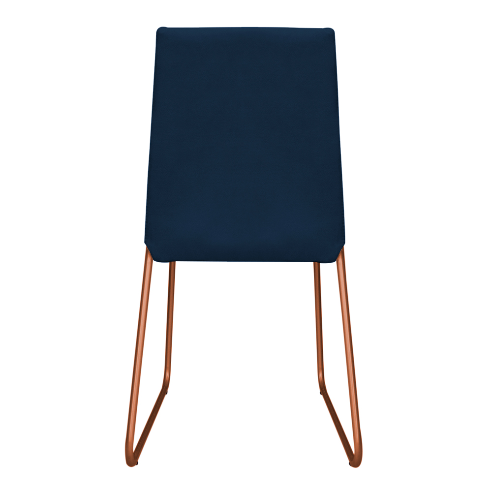 Cadeira de Jantar Estofada Lille Base Bronze Veludo Azul Marinho - Montanaris Decor