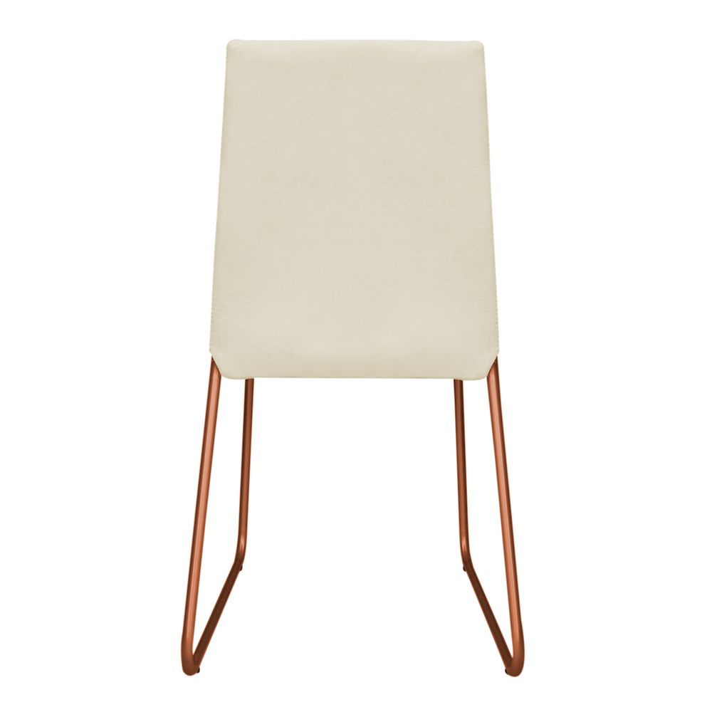 Cadeira de Jantar Estofada Lille Base Bronze Veludo Bege - Montanaris Decor