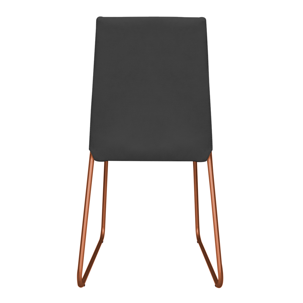 Cadeira de Jantar Estofada Lille Base Bronze Veludo Cinza - Montanaris Decor