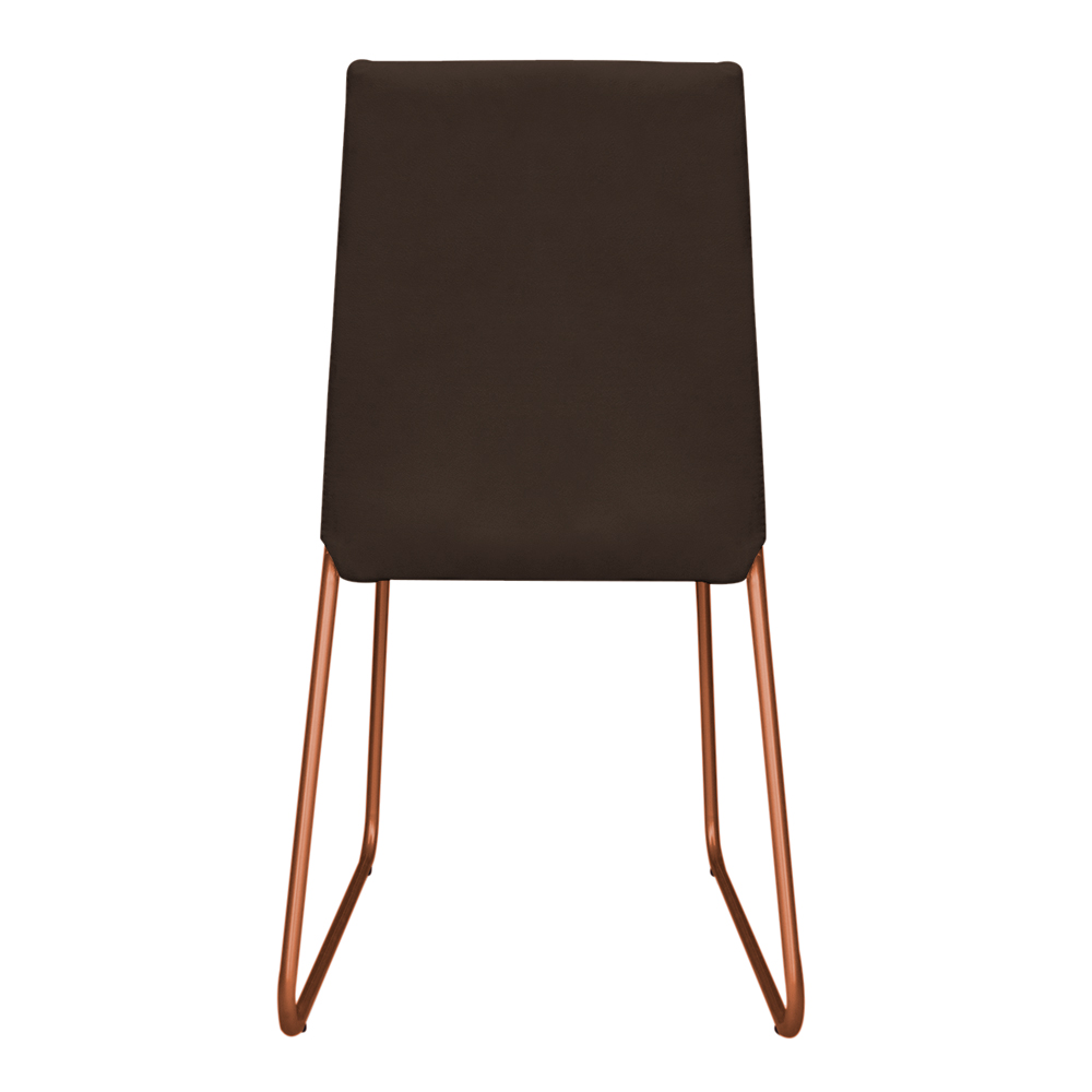 Cadeira de Jantar Estofada Lille Base Bronze Veludo Marrom - Montanaris Decor