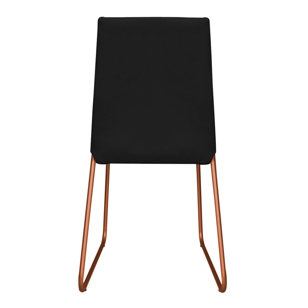 Cadeira de Jantar Estofada Lille Base Bronze Veludo Preto - Montanaris Decor