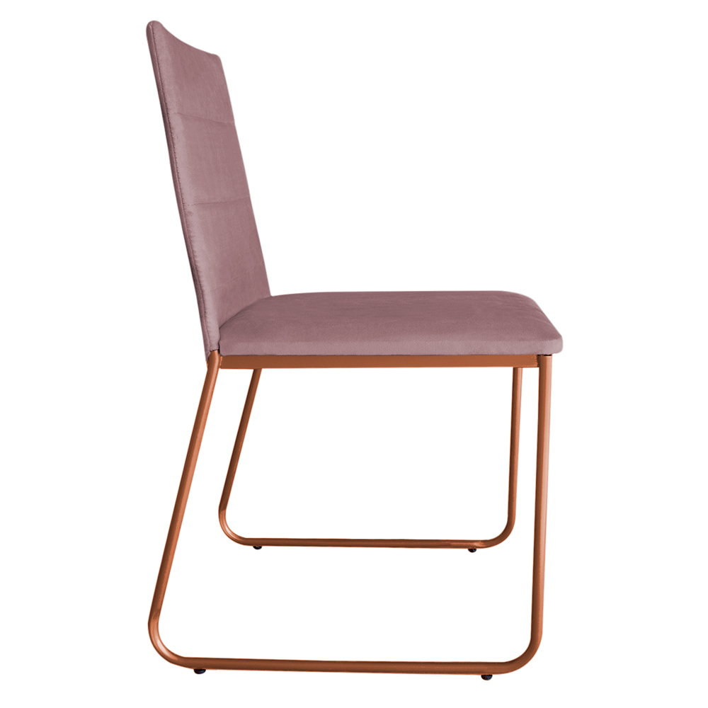 Cadeira de Jantar Estofada Lille Base Bronze Veludo Rosê - Montanaris Decor
