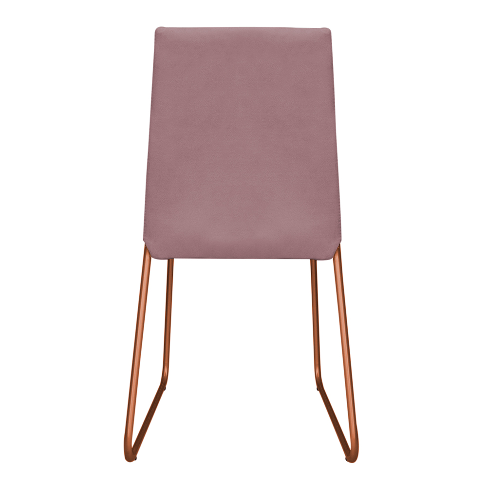 Cadeira de Jantar Estofada Lille Base Bronze Veludo Rosê - Montanaris Decor