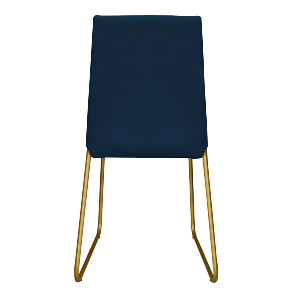 Cadeira de Jantar Estofada Lille Base Gold Veludo Azul Marinho - Montanaris Decor