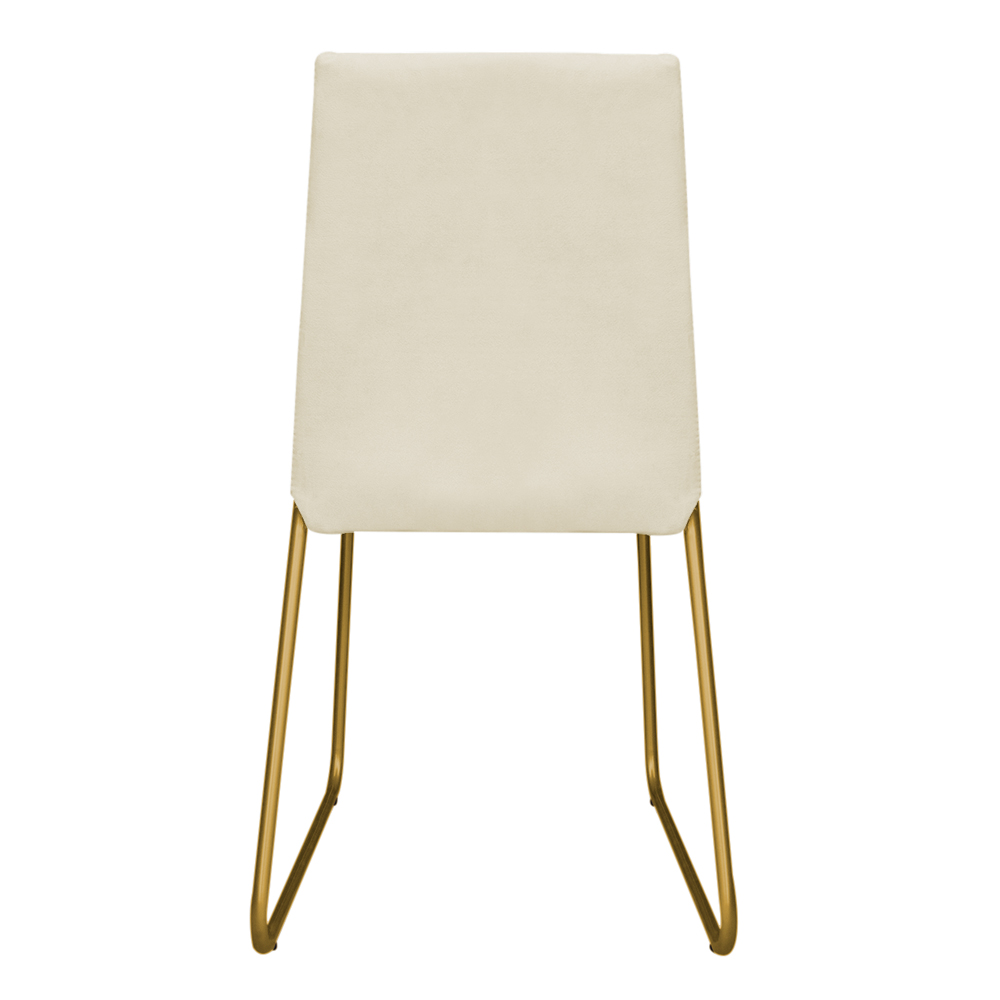 Cadeira de Jantar Estofada Lille Base Gold Veludo Bege - Montanaris Decor