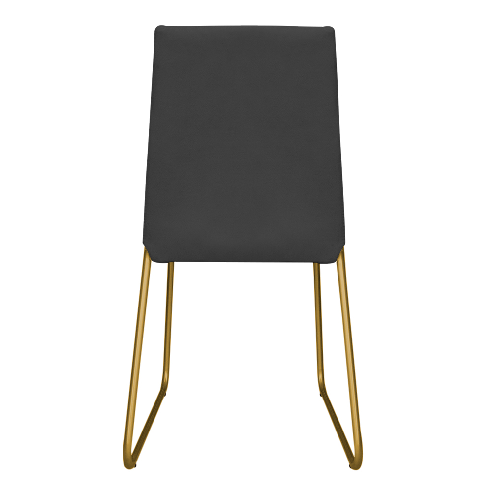 Cadeira de Jantar Estofada Lille Base Gold Veludo Cinza - Montanaris Decor