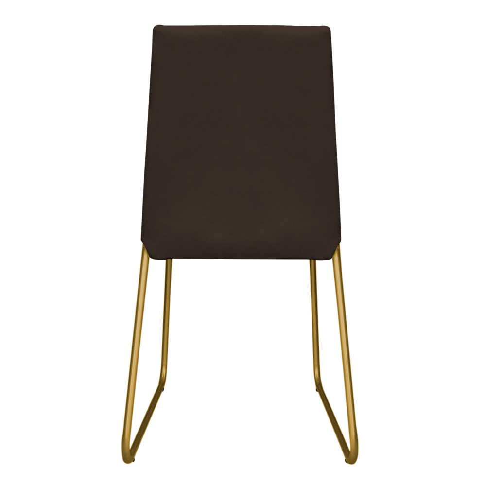 Cadeira de Jantar Estofada Lille Base Gold Veludo Marrom - Montanaris Decor