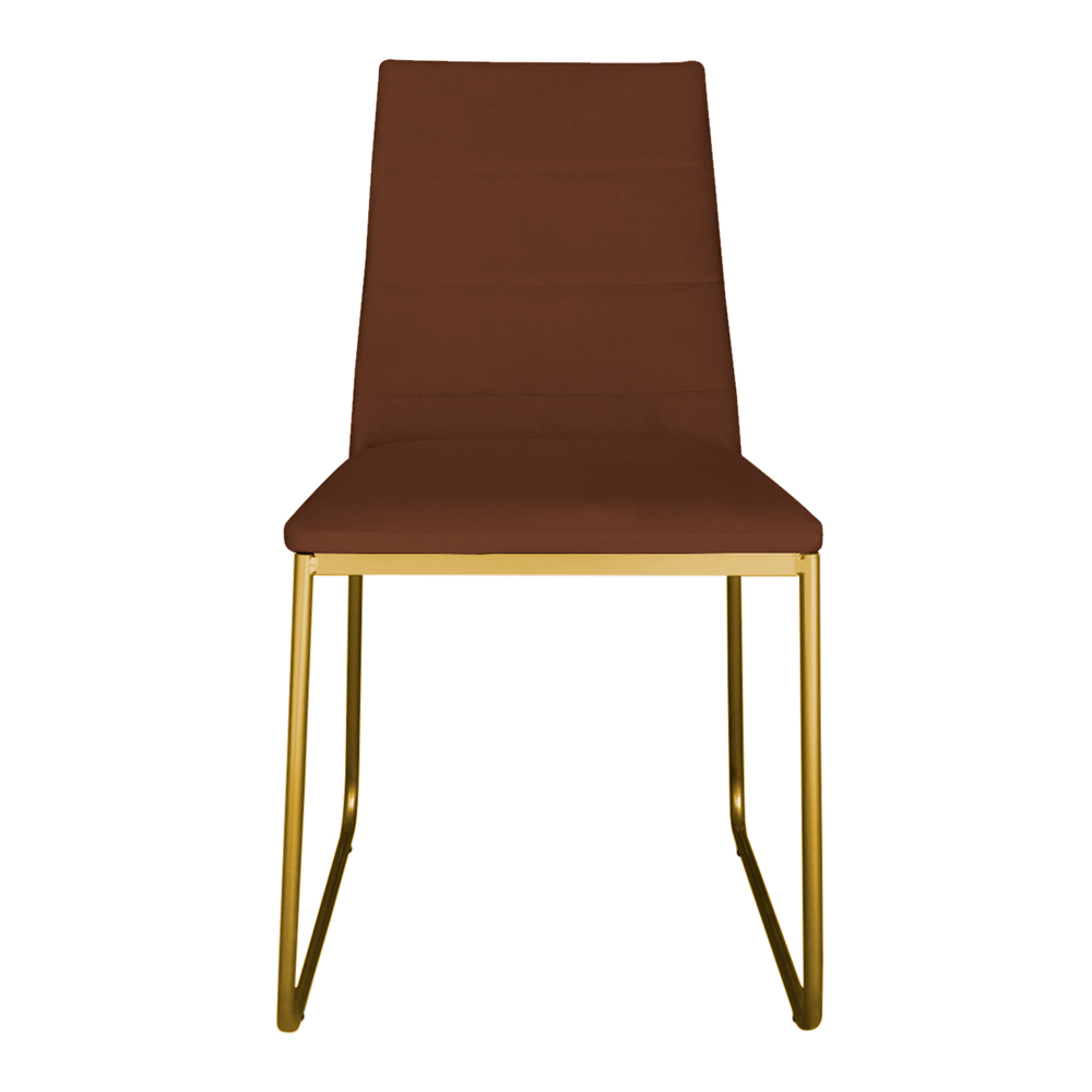 Cadeira de Jantar Estofada Lille Base Gold Veludo Terracota - Montanaris Decor