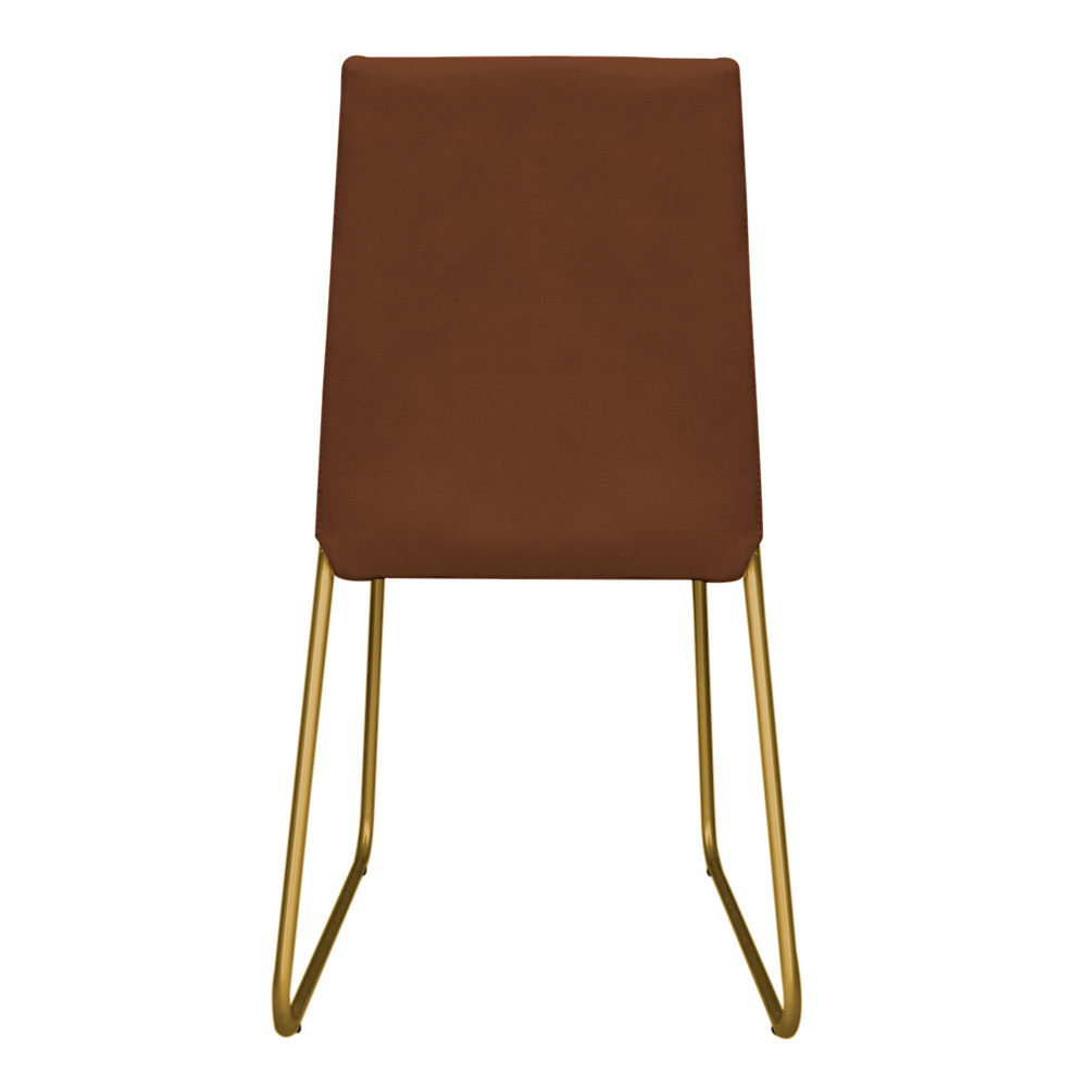 Cadeira de Jantar Estofada Lille Base Gold Veludo Terracota - Montanaris Decor
