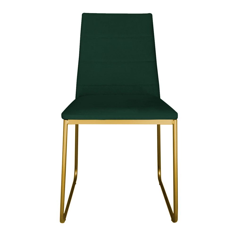 Cadeira de Jantar Estofada Lille Base Gold Veludo Verde - Montanaris Decor