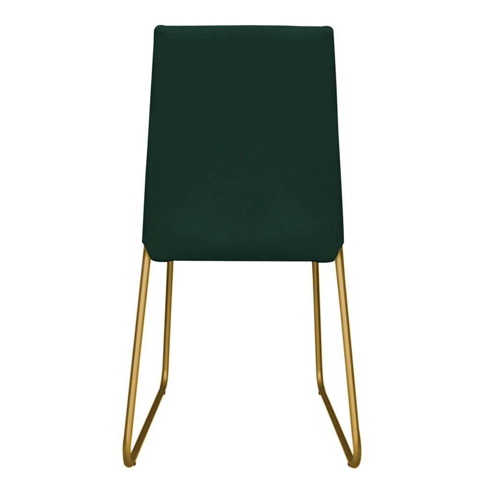 Cadeira de Jantar Estofada Lille Base Gold Veludo Verde - Montanaris Decor