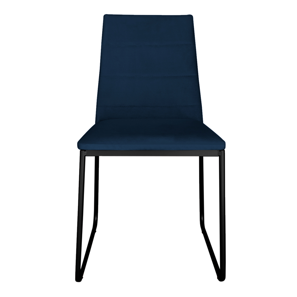 Cadeira de Jantar Estofada Lille Base Preta Veludo Azul Marinho - Montanaris Decor