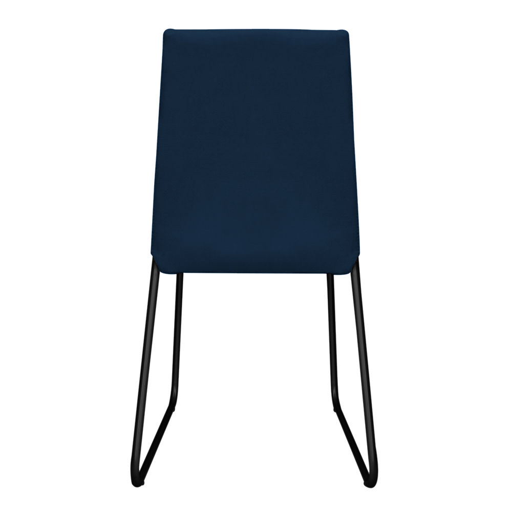 Cadeira de Jantar Estofada Lille Base Preta Veludo Azul Marinho - Montanaris Decor