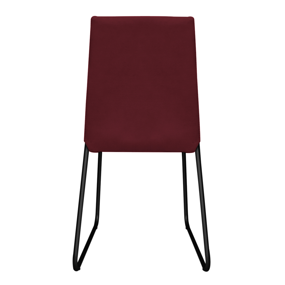 Cadeira de Jantar Estofada Lille Base Preta Veludo Bordô - Montanaris Decor