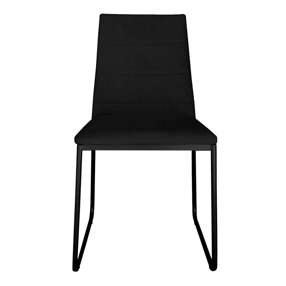 Cadeira de Jantar Estofada Lille Base Preta Veludo Preto - Montanaris Decor