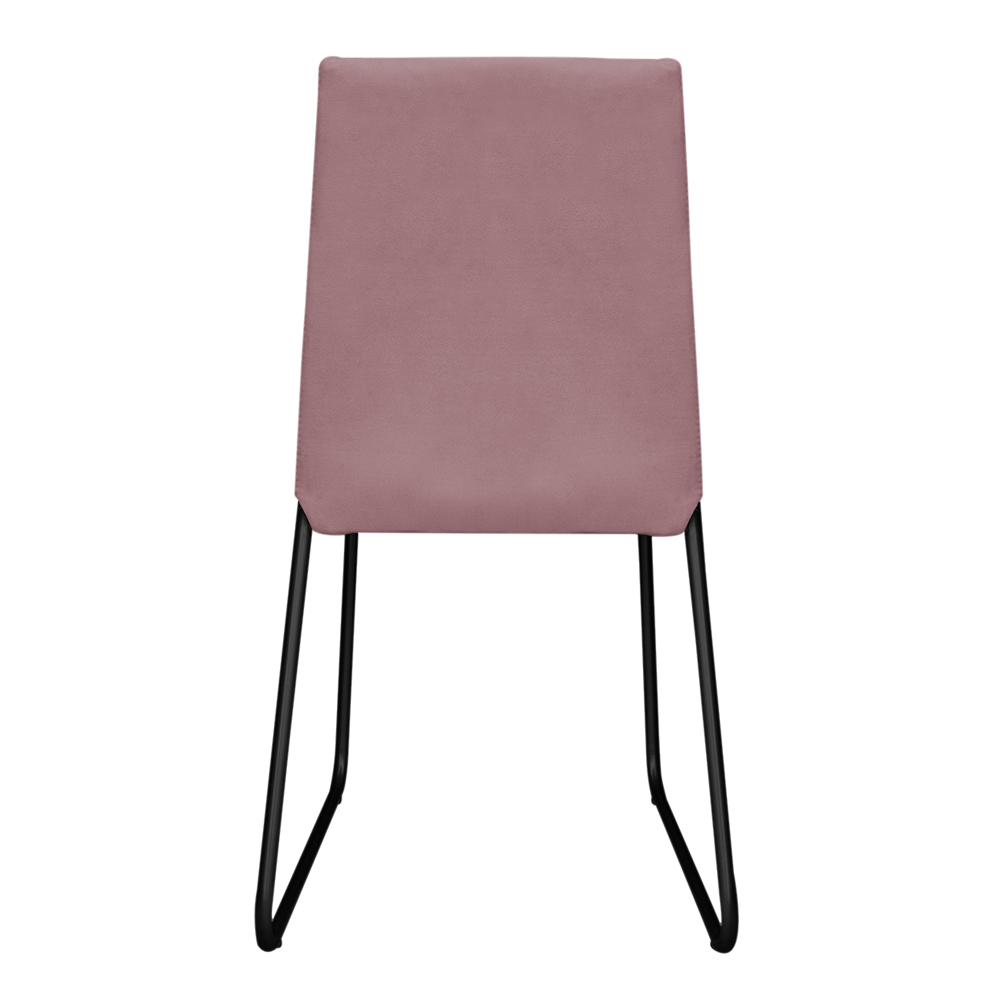 Cadeira de Jantar Estofada Lille Base Preta Veludo Rosê - Montanaris Decor