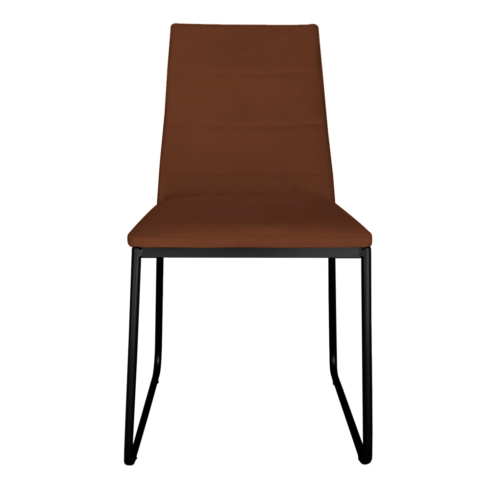 Cadeira de Jantar Estofada Lille Base Preta Veludo Terracota - Montanaris Decor