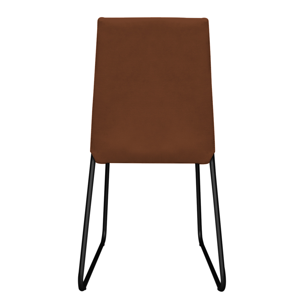 Cadeira de Jantar Estofada Lille Base Preta Veludo Terracota - Montanaris Decor