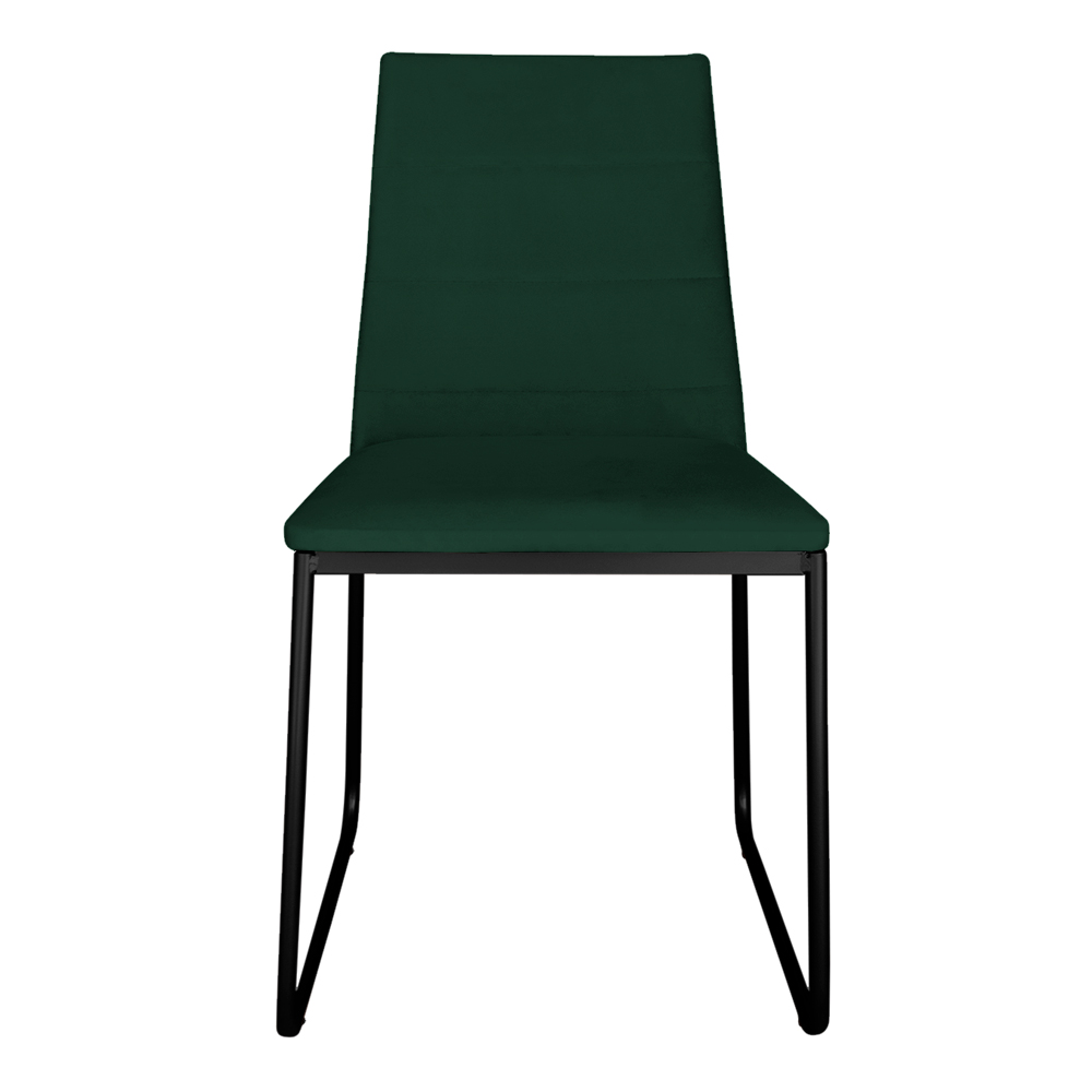 Cadeira de Jantar Estofada Lille Base Preta Veludo Verde - Montanaris Decor