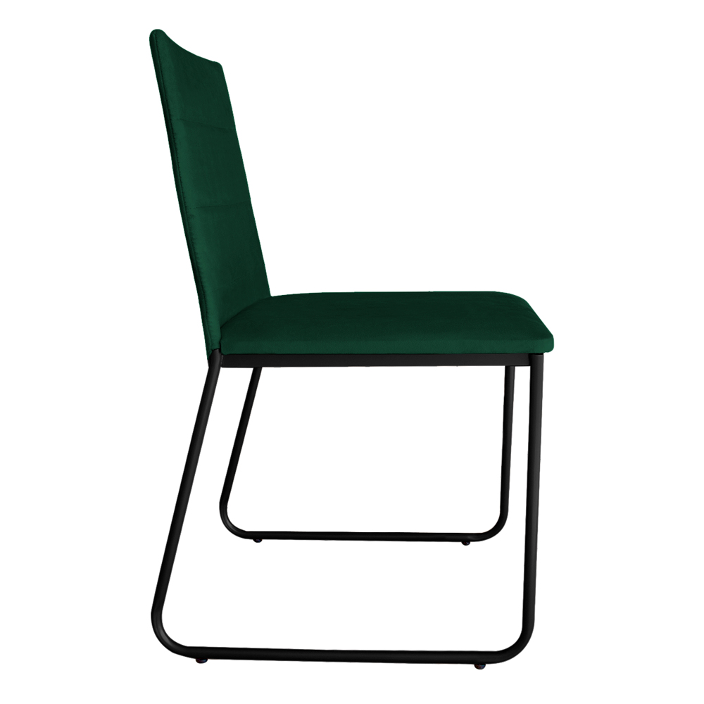 Cadeira de Jantar Estofada Lille Base Preta Veludo Verde - Montanaris Decor
