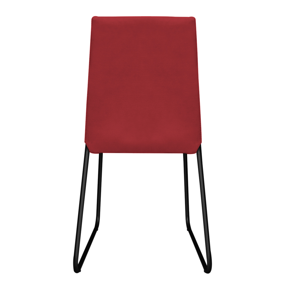 Cadeira de Jantar Estofada Lille Base Preta Veludo Vermelho - Montanaris Decor