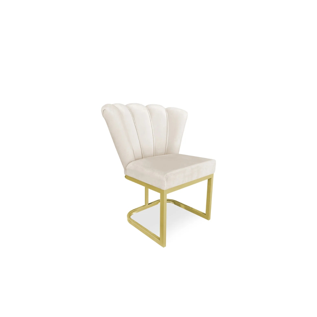 Cadeira de Jantar Pétala Base Metal Gold Veludo - Montanaris Decor