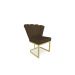 Cadeira de Jantar Pétala Base Metal Gold Veludo Marrom - Montanaris Decor