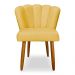 Cadeira de Jantar Pétala Estofada Pés Palito Veludo Amarelo - Montanaris Decor