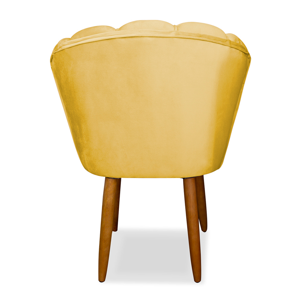 Cadeira de Jantar Pétala Estofada Pés Palito Veludo Amarelo - Montanaris Decor