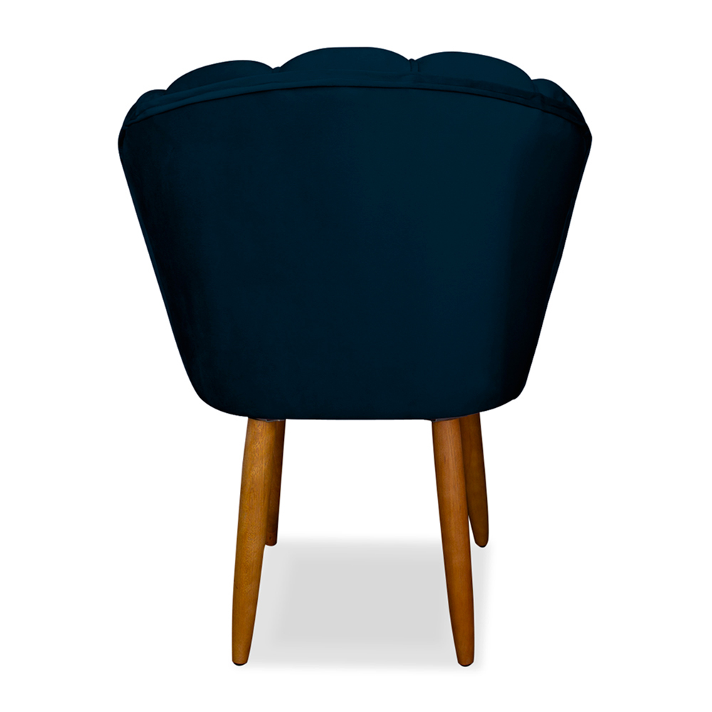 Cadeira de Jantar Pétala Estofada Pés Palito Veludo Azul Marinho - Montanaris Decor