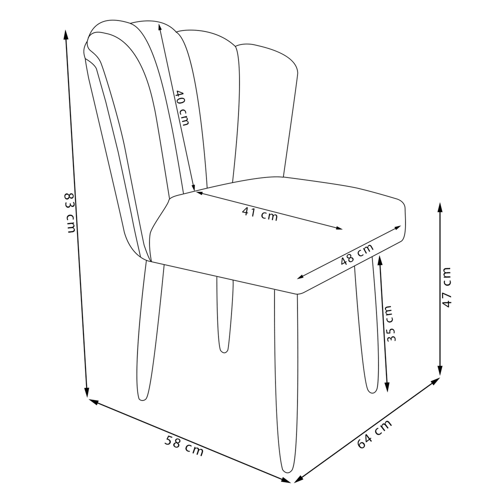 Cadeira de Jantar Pétala Estofada Pés Palito Veludo Azul Turquesa - Montanaris Decor
