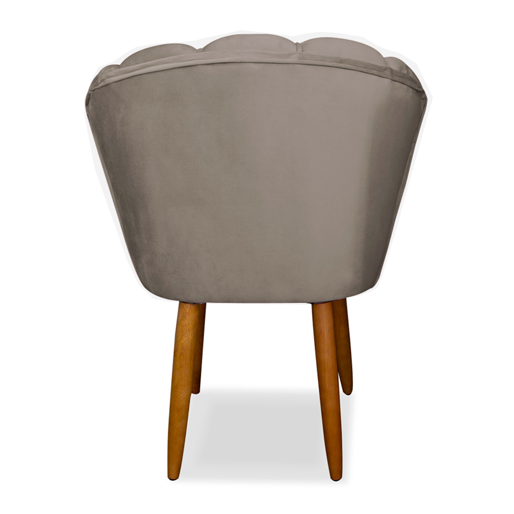 Cadeira de Jantar Pétala Estofada Pés Palito Veludo Cappuccino - Montanaris Decor
