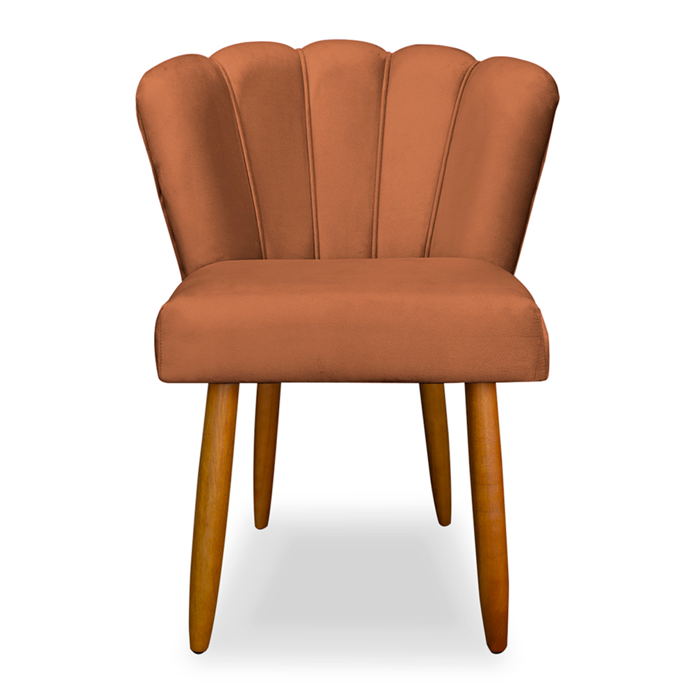 Cadeira de Jantar Pétala Estofada Pés Palito Veludo Terracota - Montanaris Decor