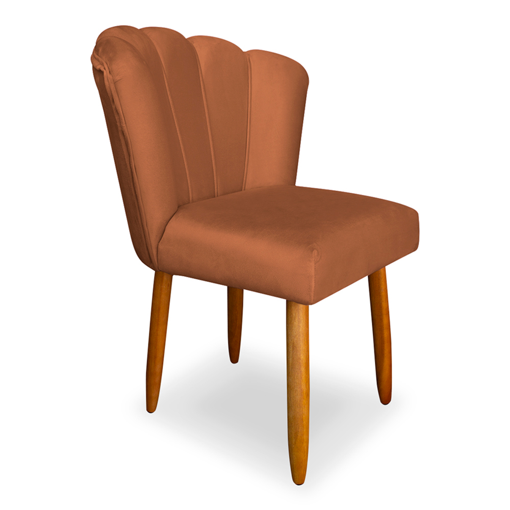 Cadeira de Jantar Pétala Estofada Pés Palito Veludo Terracota - Montanaris Decor
