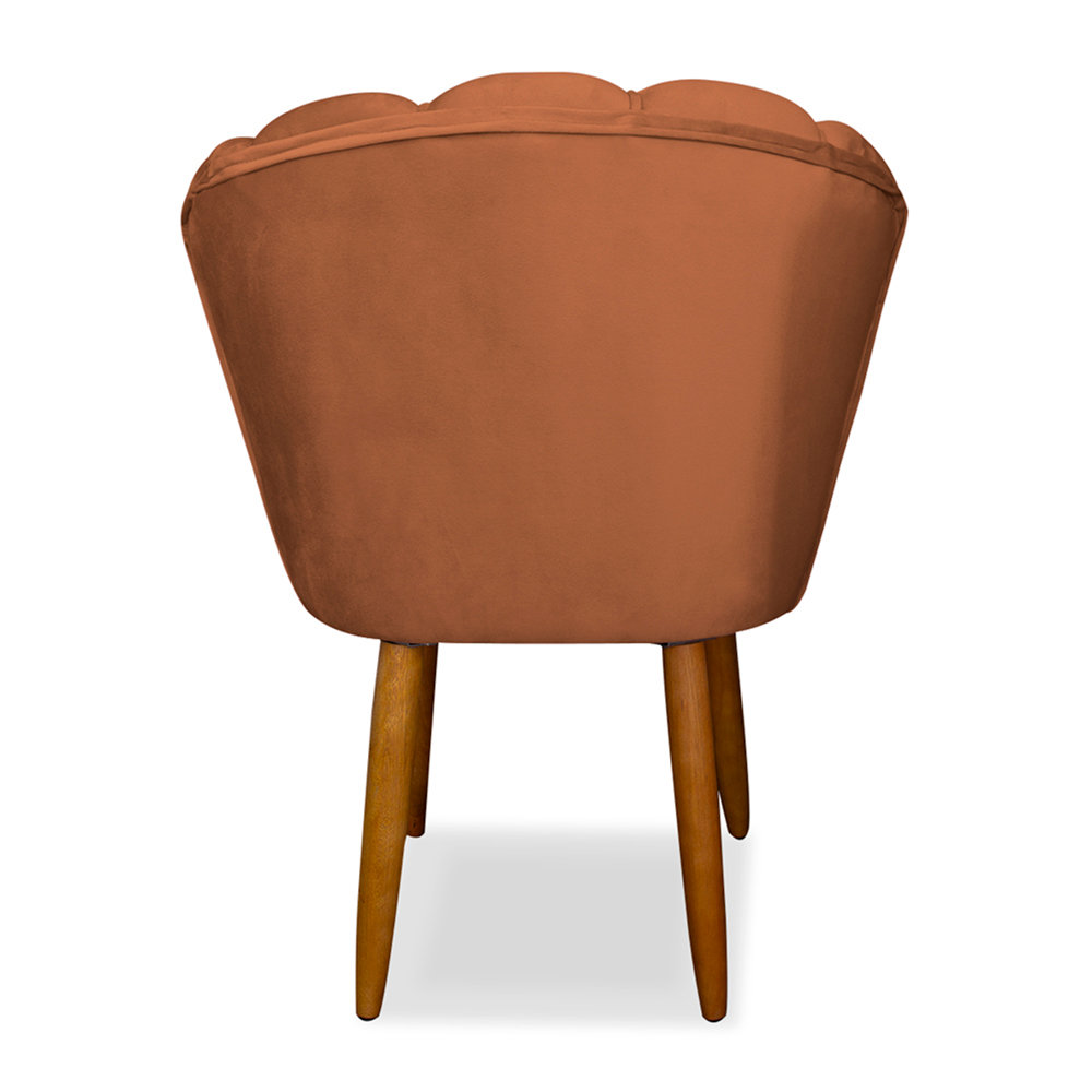 Cadeira de Jantar Pétala Estofada Pés Palito Veludo Terracota - Montanaris Decor