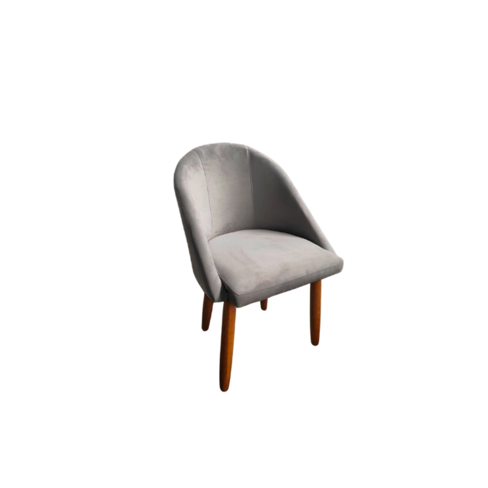 Cadeira jantar Meia Lua Veludo Cinza - Montanaris Decor